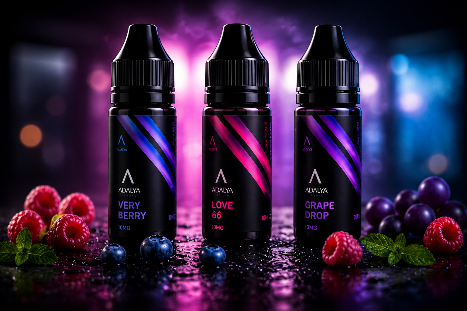 Adalya Liquid beliebte Sorten Very Berry, Love 66 und Grape Drop bei Van Dampf Berlin
