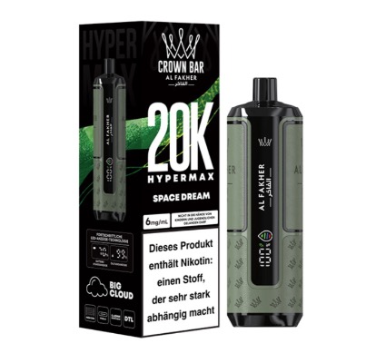 Aroma King Green Apple Einweg E-Zigarette in Berlin kaufen. Al Fakher Hypermax 20K Space Dream – exotische Frucht- und Mentholmischung im Vape Shop Berlin