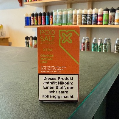 Pod Salt Xtra Orange Mango Lime – tropisch-frisches E-Liquid mit Nikotinsalz jetzt im E-Zigaretten Shop Berlin Wilmersdorf kaufen